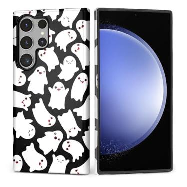 Imagem de Kapadiy Capa para Samsung Galaxy S24 Ultra, design de morcegos fantasmas de Halloween com proteção dupla híbrida de silicone rígido PC à prova de choque, capa protetora antiarranhões para homens e