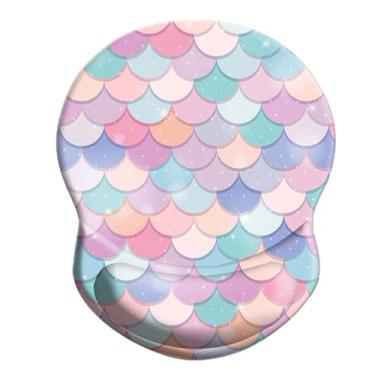 Imagem de Tapete de mouse com suporte de pulso antiderrapante de borracha para descanso de pulso mousepad 22,2 cm x 17,5 cm pequeno tapete de mouse para trabalho e jogos (pulso de sereia doce)