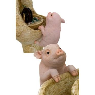 Imagem de Porquinho de Resina Decorativo Pintado à Mão – Escultura Realista Artesanal para Jardim, Varanda, Quintal, Espaço Pet e Área Gourmet