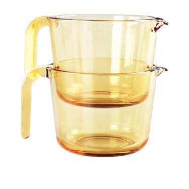 Imagem de jinsongdafa Jarra de vidro para café expresso – 2 peças de molheira/creme de vidro, copo medidor resistente ao calor, para café, jarra de espuma de leite, copo criativo para espumar leite