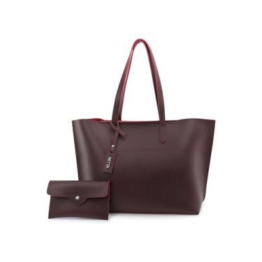 Imagem de Bolsa Feminina Sacola Grande Cabe Notebook Para Escola e Faculdade (VINHO)