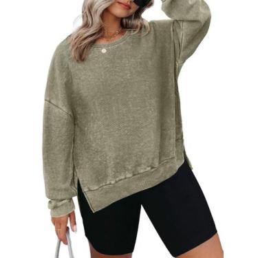 Imagem de Moletom feminino Eytino plus size em malha waffle verde louro