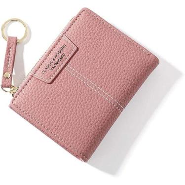 Imagem de Carteira pequena feminina, mini bolsa, bifold, estojo de cartão fino, 