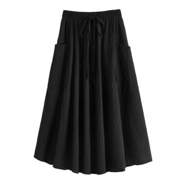 Imagem de Saia SweatyRocks casual de cintura alta plissada em linha A preta