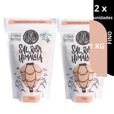 Imagem de Sal rosa do Himalaia Fino BR Spices Pouch 1KG Kit com 2, 4 ou 6 unidad