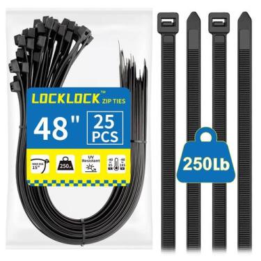 Imagem de Zip Ties LOCKLOCK Heavy Duty Outdoor 48 polegadas e 250 libras, pacote