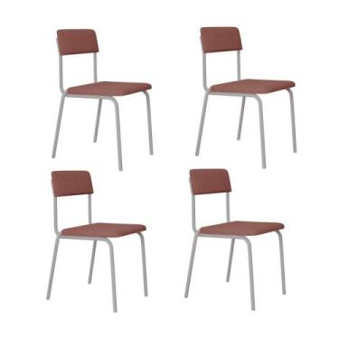 Imagem de Conjunto 4 Cadeiras de Jantar Fit Tecido Sintétio Est.Branca - Metalig