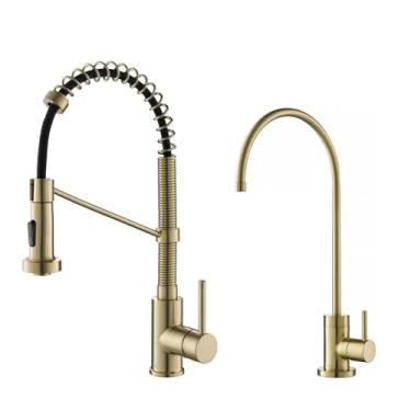 Imagem de Kraus KPF-1610-FF-100SFACB Bolden estilo comercial pull-down cozinha purita filtro de água combo de torneira, bronze champanhe antigo sem manchas