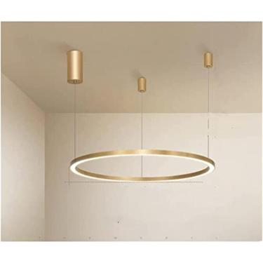 Imagem de Lustre LED Lustre de Teto Lâmpada de Luz Compatível com Sala de Estar Quarto Moderno LED Grande Lustre Luminárias de Iluminação Douradas (Cor: 1 Anel Dia80cm, Tamanho: Branco Frio)