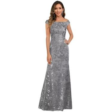 Imagem de Vestido de lantejoulas para mãe da noiva OFEYCHUN A Line Tamanho 10 Ci