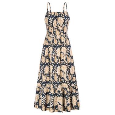 Imagem de Vestido de praia GRACE KARIN com alça espaguete sem mangas azul marinh