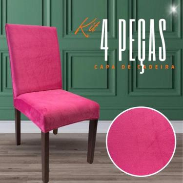 Imagem de Kit 4 Capas de Cadeira Linha Premium Suede - Rosa Pink - OK Darling