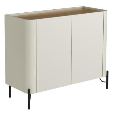 Imagem de Buffet Para Sala De Jantar 2 Portas 1 Gaveta Pés Industrial Preto Naim I03 Luna Louro - Lyam