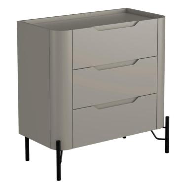 Imagem de Mesa De Cabeceira Orgânica 3 Gavetas Pés Industrial Preto Bliss I03 Grigio - Lyam Decor