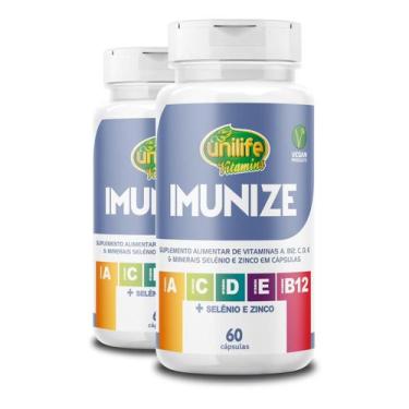 Imagem de Kit 2 Imunize Vitaminas A, C, D, E, B12 Unilife 60 Caps