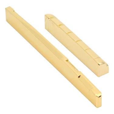 Imagem de RiToEasysports Conjunto de Mãe e Sela de Guitarra de 6 Cordas de Latão Acessórios de Instrumentos Musicais Acústicos Duráveis ​​para Guitarristas Latão/dourado 1 Conjunto para Entusiastas (Almofada