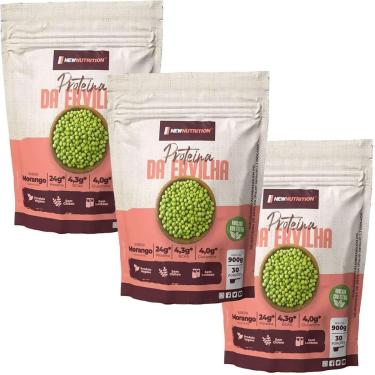 Imagem de Kit 3X Proteína da Ervilha - 900g Refil Morango - NewNutrition-Masculino