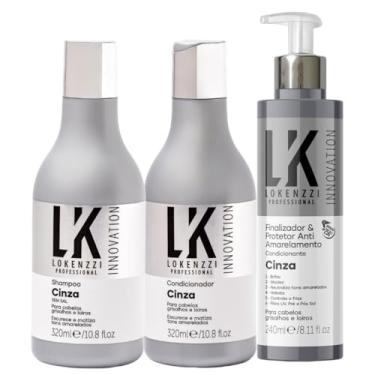 Imagem de Kit Lokenzzi Cinza Shampoo Condicionador Finalizador Matizador 320ml