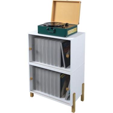 Imagem de EVOLUKIT, Armário p/discos de vinil Kit Branco c/Portas de Correr Acrílico