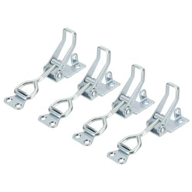 Imagem de HARFINGTON 4 peças de grampo ajustável M6 x 35 mm 179.6 kg capacidade de retenção 4002 estilo trava de liberação rápida prendedores ferrolho com orifício de bloqueio para caixa de ferramentas gabarito