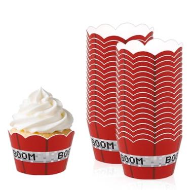 Imagem de 36un Unidades Embalagens Cupcakes com Tema de Pixel, Envoltórios Porta-Bolos com Tema Videogame para Meninos e Meninas Decoração de Bolo e Sobremesa Festa Aniversário