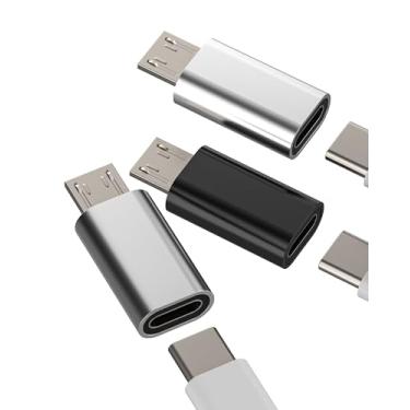 Imagem de Adaptador USB C fêmea para micro USB macho (pacote com 3) cabo de carregamento tipo C conversor de transferência de dados, conector micro USB Android compatível com Samsung Galaxy S6 S7 Edge+ S7Active
