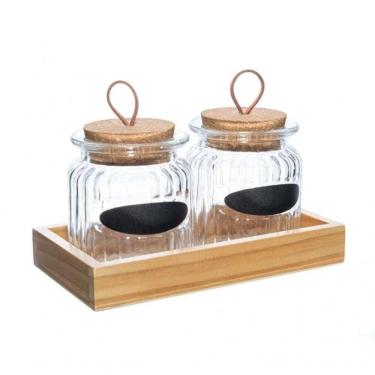 Imagem de Conjunto 2 Porta Mantimentos Com Tampa E Suporte 260 Ml Lyor