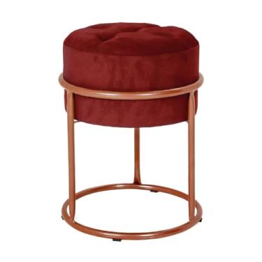 Imagem de Puff Argola Banqueta Ferro Estofada Penteadeira Decoração Quarto Sala Bancada Cadeira Moderno Pufe(Marsala/Cobre)