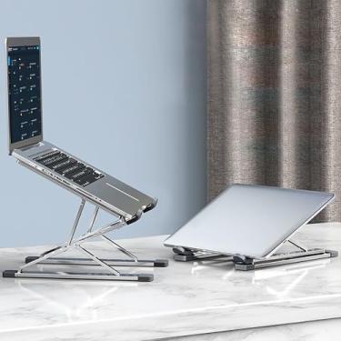 Imagem de Suporte ajustável para laptop, suporte de laptop portátil, suporte dobrável de alumínio, compatível com todos os laptops e notebooks de até 17 polegadas - prata