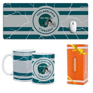 Imagem de Conjunto de xícara de café e tapete de mesa grande para fãs de futebol Philadelphia Mouse Pad Merch Shop Men Women Sport Stuff Gear Apparel Memorabilia Eagles Team Decor Acessórios de mesa legal