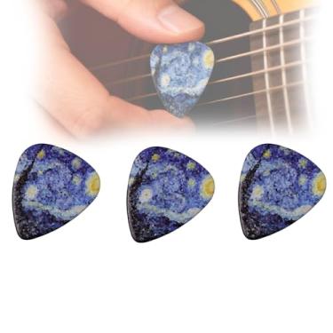 Imagem de Pacote Com 3 Kit De Palheta Para Guitarra,PadrãO De Aquarela, 0,46/0,71/0,96 mm, 3 Espessuras Diferentes Para AcúStico, EléTrico E Baixo