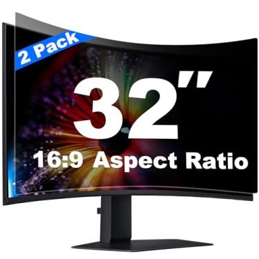Imagem de Twugs Protetor de tela de privacidade de computador de 32 polegadas [pacote com 2] – Compatível com monitores de mesa widescreen 16:9, antiespião, antirreflexo, anti-luz azul, filtro de proteção HD