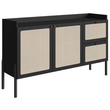 Imagem de Aparador Balcao Buffet 139 Cm Pes Madeira 27969 Oslo Nero Artesano Nero