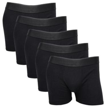 Imagem de Kit 5 Cuecas Boxer Lisa Confortáveis Algodão - Glaf, Preto, G