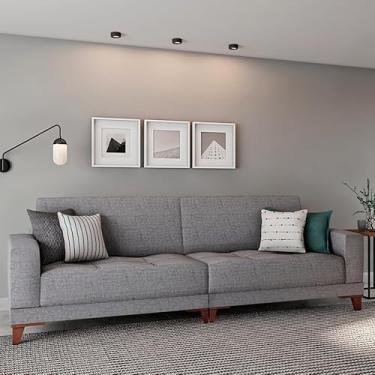 Imagem de Sofá Londres 4 Lugares Linho Cinza 280 cm
