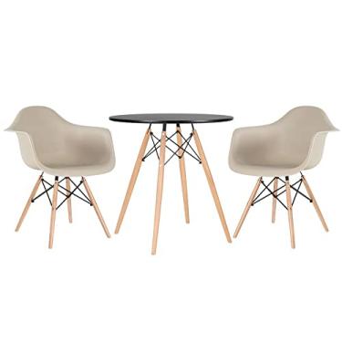 Imagem de Kit - Mesa Eames 70 cm preto + 2 cadeiras Eiffel Daw com braços nude