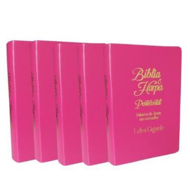Imagem de Kit 5 Biblia Sagrada Luxo Letra Gigante c/ Harpa - LivrariaAlfa