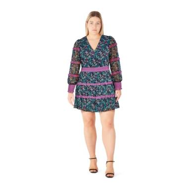 Imagem de City Chic Vestido feminino plus size - estampa Iris Nyla, Roxo floral, 58
