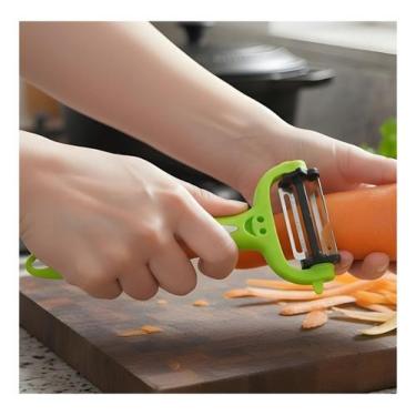 Imagem de Descascador De Legumes 3 Em 1 Inox Rotativo Multifuncional Verde - DIV