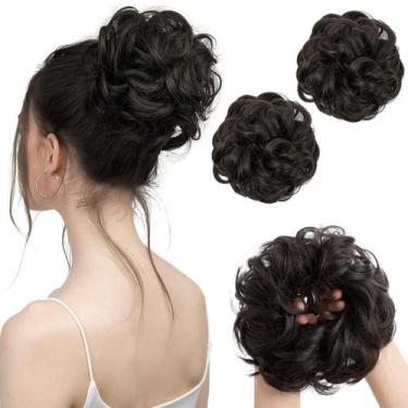 Imagem de Hair Bun Hair Pieces SARLA Wavy Curly Synthetic x2 Black Brown