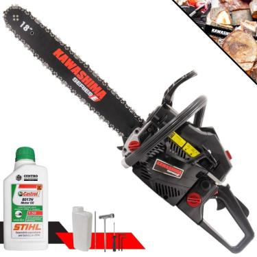 Imagem de Motosserra Profissional Kawashima Kcs 520e A Gasolina 50.8cc Com Sabre 18 3300660 + Óleo Stihl 8017