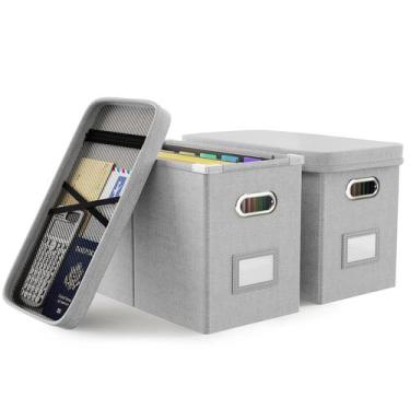 Imagem de Caixa Organizadora de Arquivos Oterri 27x21x34cm Hanging x2 Cinza