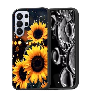 Imagem de ACWDMKH Capa para Galaxy S26 Ultra, capa fina de silicone TPU à prova de choque, resistente a arranhões, carregamento sem fio, capa resistente, girassol com glitter