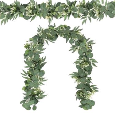 Imagem de LUMINFLY 2 guirlandas de eucalipto falsas, vegetação artificial de 188 cm para decoração de casamento, casa e artesanato