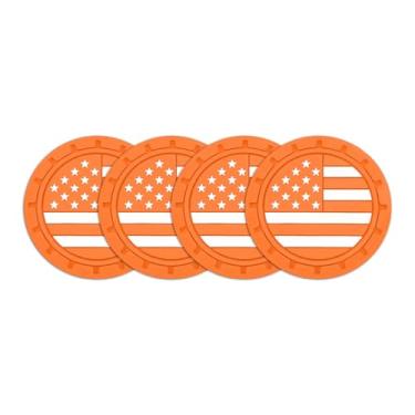 Imagem de Lyxheth 4 peças de porta-copos de carro, almofadas de copo de carro, bandeira americana colorida com inserção da bandeira dos EUA, porta-copos de copo de carro, acessórios de carro de 6 cm