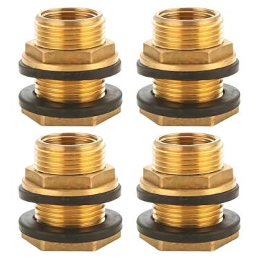 Imagem de LUMINFLY Acessórios Anteparo de latão 4 peças, rosca interna 1/2 externo 3/4, material de cobre de longa duração, com arruelas mangueira de borracha acessórios de jardim, fácil instalação à prova de