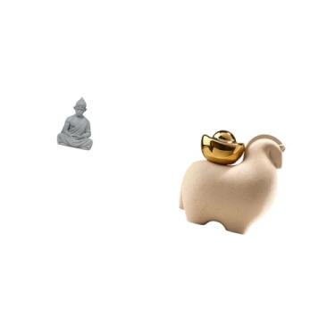 Imagem de Fenteer Estátua de Macaco Buda Animal em Miniatura Escultura de Sol Wukong Decoração de Mesa Colecionável Decoração Criativa para Casa Fengshui Chinês para Pá