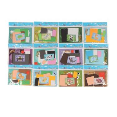 Imagem de Adesivos de espuma EVA 3D de desenho animado animal DIY adesivos de quebra-cabeça para crianças Brinquedo interativo educacional para crianças de 3 a 8 anos 12 peças Cores (Tipo 1)