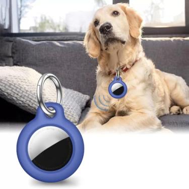 Imagem de Capa com suporte para AirTag, capa rígida de policarbonato com chaveiro para Apple AirTag, durável, à prova de choque e antirarranhões, acessórios para animais de estimação, coleira de cachorro