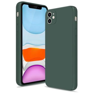 Imagem de Btstring Capa para iPhone 11, capa de silicone macio com proteção de câmera atualizada, capa fina à prova de choque com forro de microfibra antiarranhões, verde